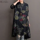 Рубашка ZANZEA женская с принтом, Повседневная Туника оверсайз с длинным рукавом, на пуговицах, весна-осень 2022