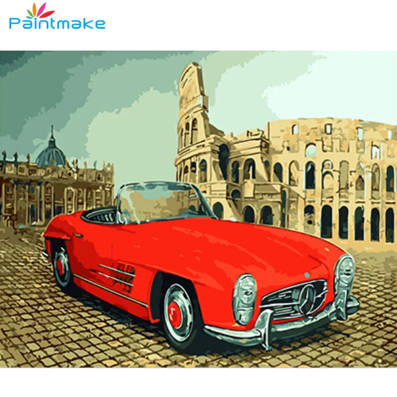Краска Сделай Сам красная спортивная машина краска по номерам без рамки