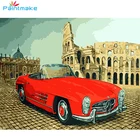 Краска Сделай Сам красная спортивная машина краска по номерам без рамки Автомобильная Масляная Краска на холсте украшение для дома картины художественная картина