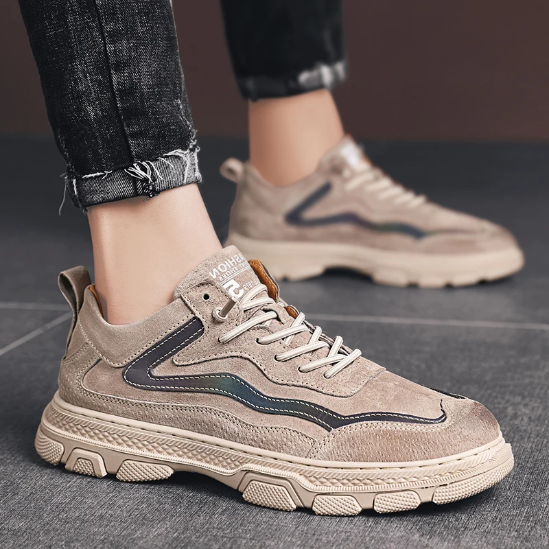 

Men Shoes genuine Leather Casual High Quality Breathable Flats Soft Light Shoes lace up Fashion Men's outdoor Footwear sneakers