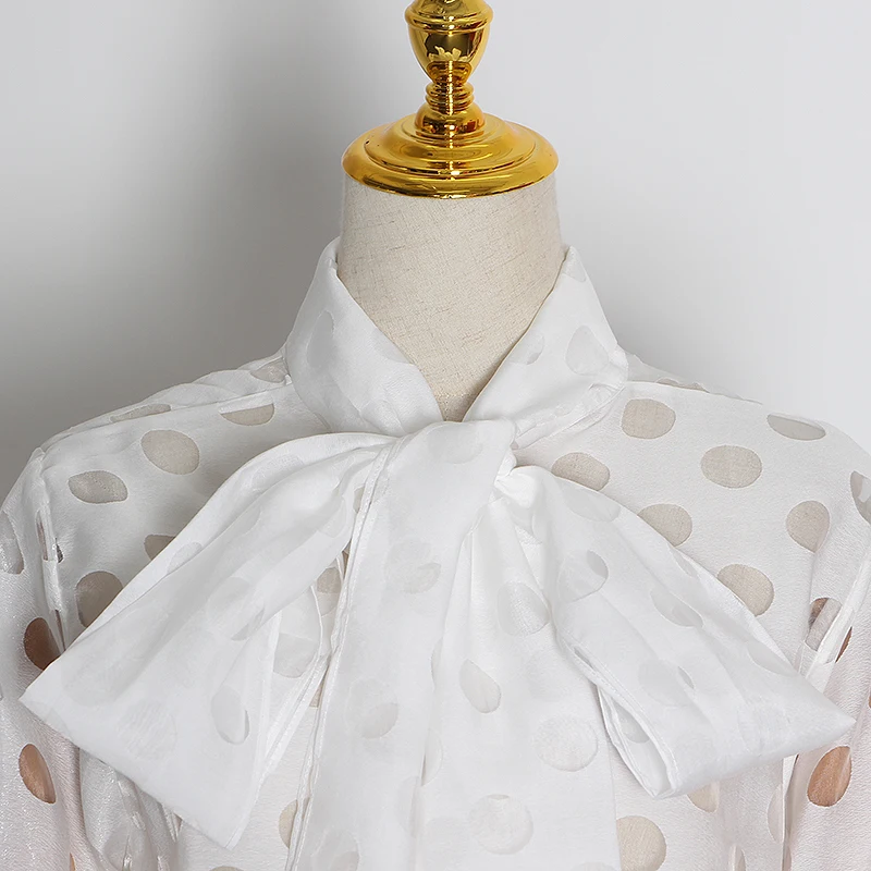 TWOTWINSTYLE повседневные женские блузки с рюшами воротник-бант фонарь длинный рукав