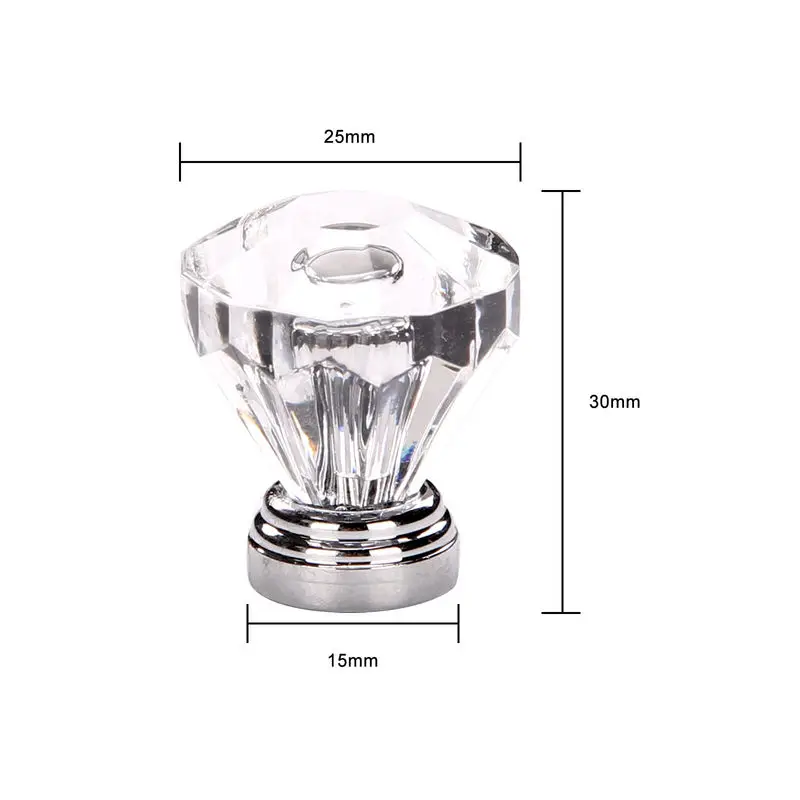 25 / 30mm Diamond Shape Design Glass Knobs Cupboard Drawer Pull Out Kitchen Cabinet Door Door Handle Door Pull Handle