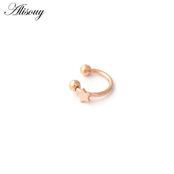 Rose Gold Alisouy 1 шт. поддельная перегородка звезда из нержавеющей стали Нос кольцо серебро золото Кольца для носа для женщин перегородка пирсинг клип ювелирный подарок - Окраска металла: Rose Gold