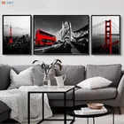 Современная городская серия, холст, картина, Золотые ворота, мост, принты, настенное искусство, Сан-Франциско, черно-белый постер, офисный Декор
