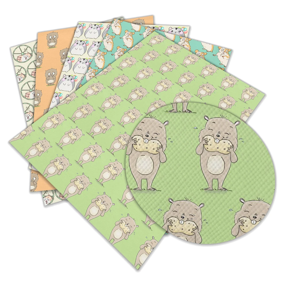 Животные хомяк мультфильм Печатный искусственная кожа своими руками бант для