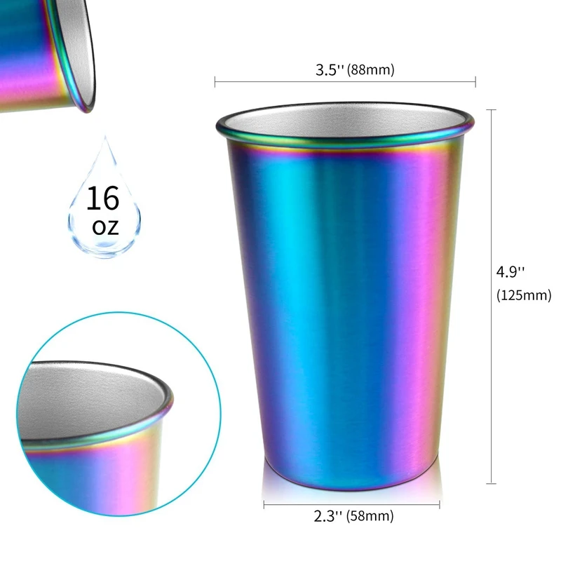 Горячая Распродажа радужные вечерние чашки чашка из нержавеющей стали 16 унций 5