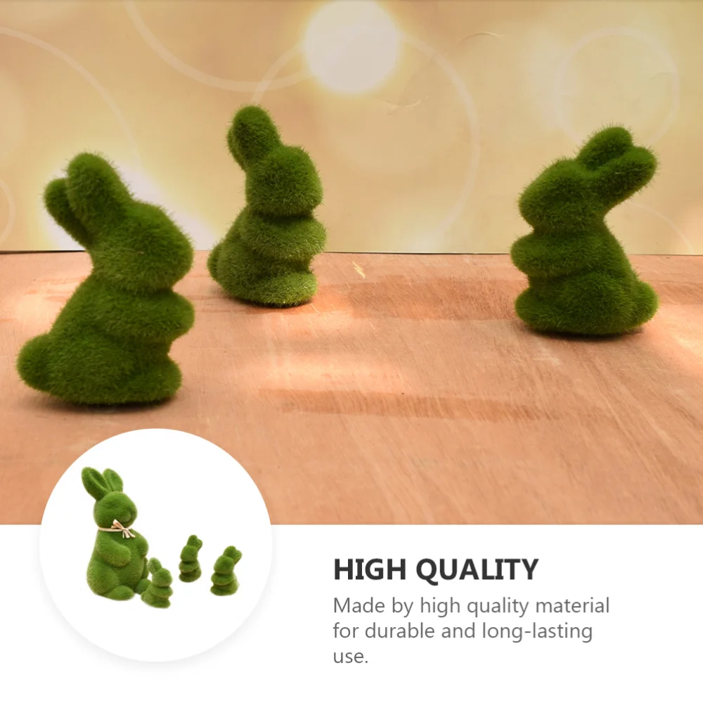 

8 Pcs Artificial Moss Bunny Figurines Adorable Desktop Decor Easter Ornament