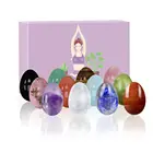Натуральный розовый кварц Yoni набор яиц для массажа, нефритовые яйца, Женский тренажер Кегеля, вагинальный подтягивающий мышцы, Хрустальные шарики, массажный камень