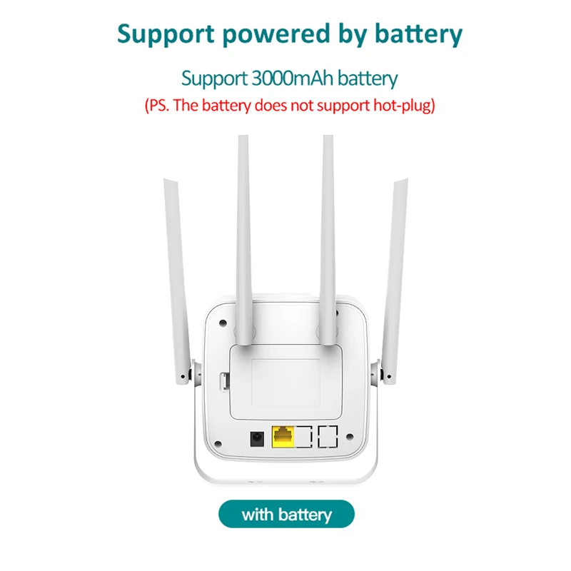Wi-Fi роутер TIANJIE CPE904 4G LTE антенна WAN LAN CAT4 модем 150 Мбит/с батарея 3000 мАч Sim-карта CPE