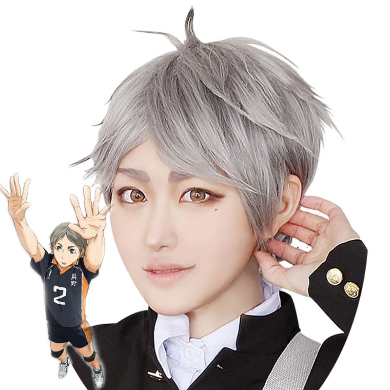 

Парик для косплея Sugawara Koushi Haikyuu! Парики для косплея, Короткие Серые костюмы на Хэллоуин, бесплатная доставка