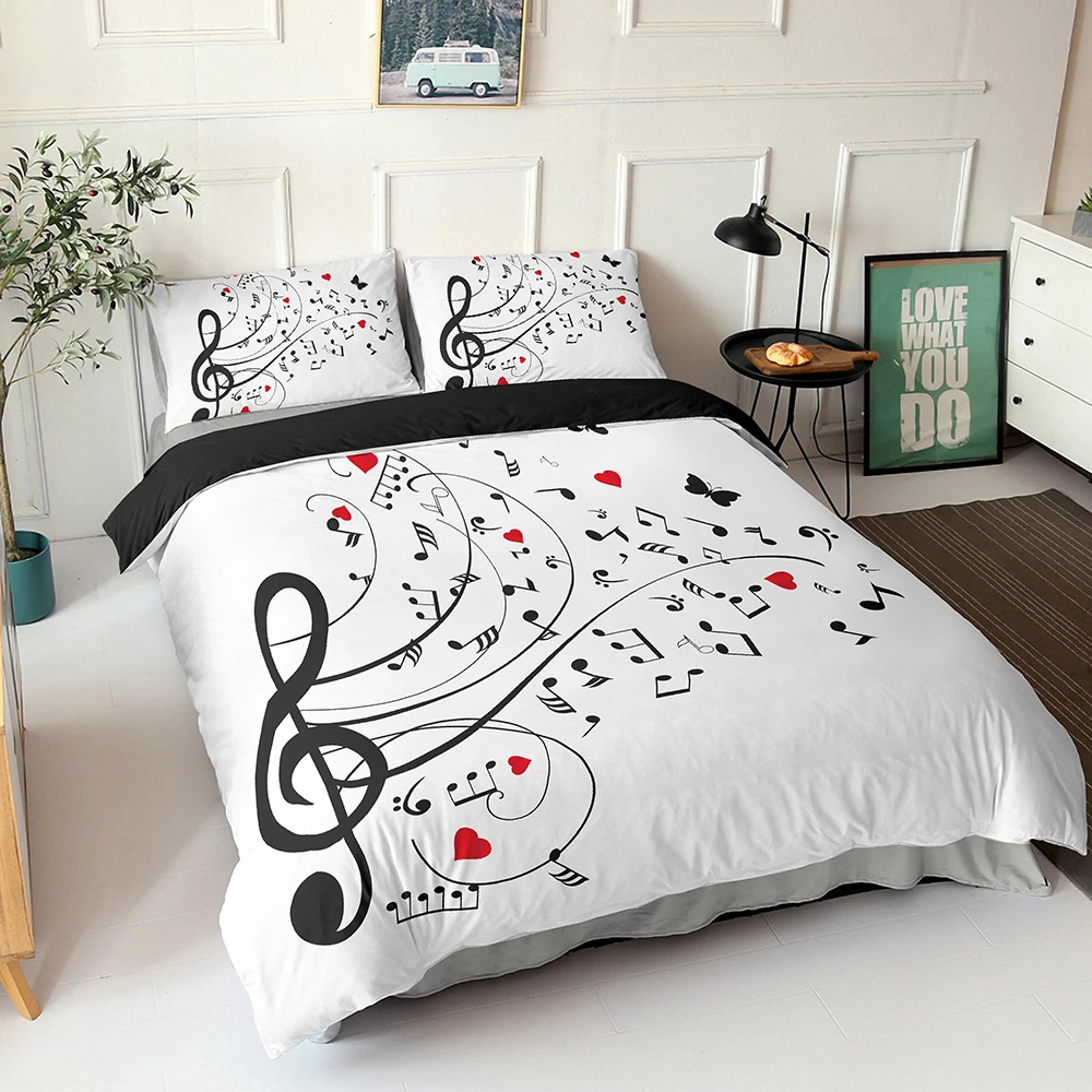 

3D Digital Duvet Cover Music Note Printed Bedding Set Beating Comforter Cover Kids Adult Bedding Set for Winter US/EU/AU Size