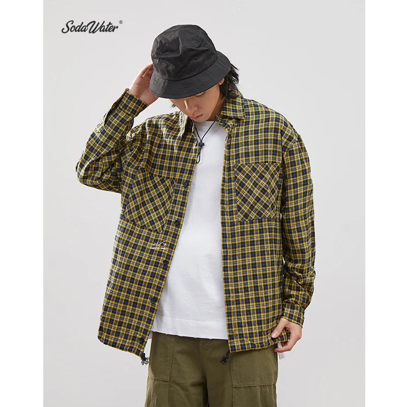 Мужская классическая рубашка SODAWATER хлопковая с длинным рукавом и принтом в стиле