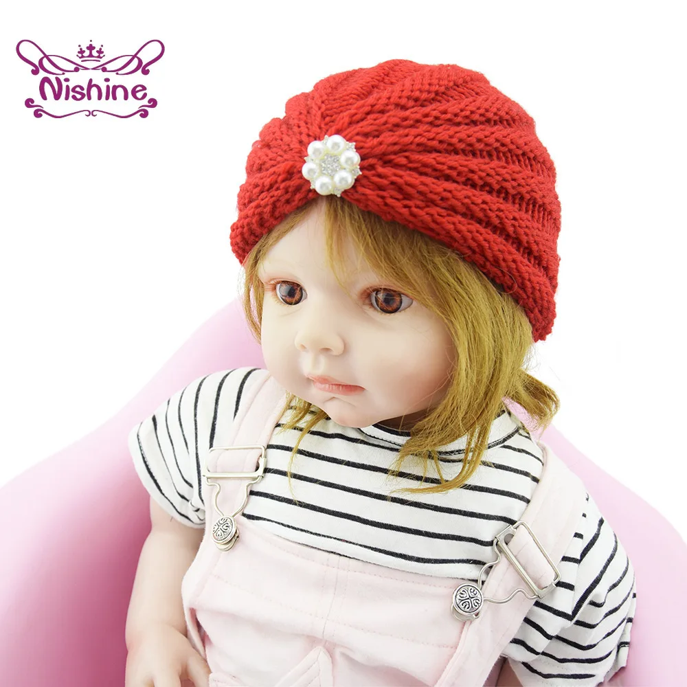 

Шапка Nishine в полоску для младенцев, индейская однотонная вязаная шапка с блестящими жемчужинами, детский головной убор, аксессуары для волос, подарок на день рождения