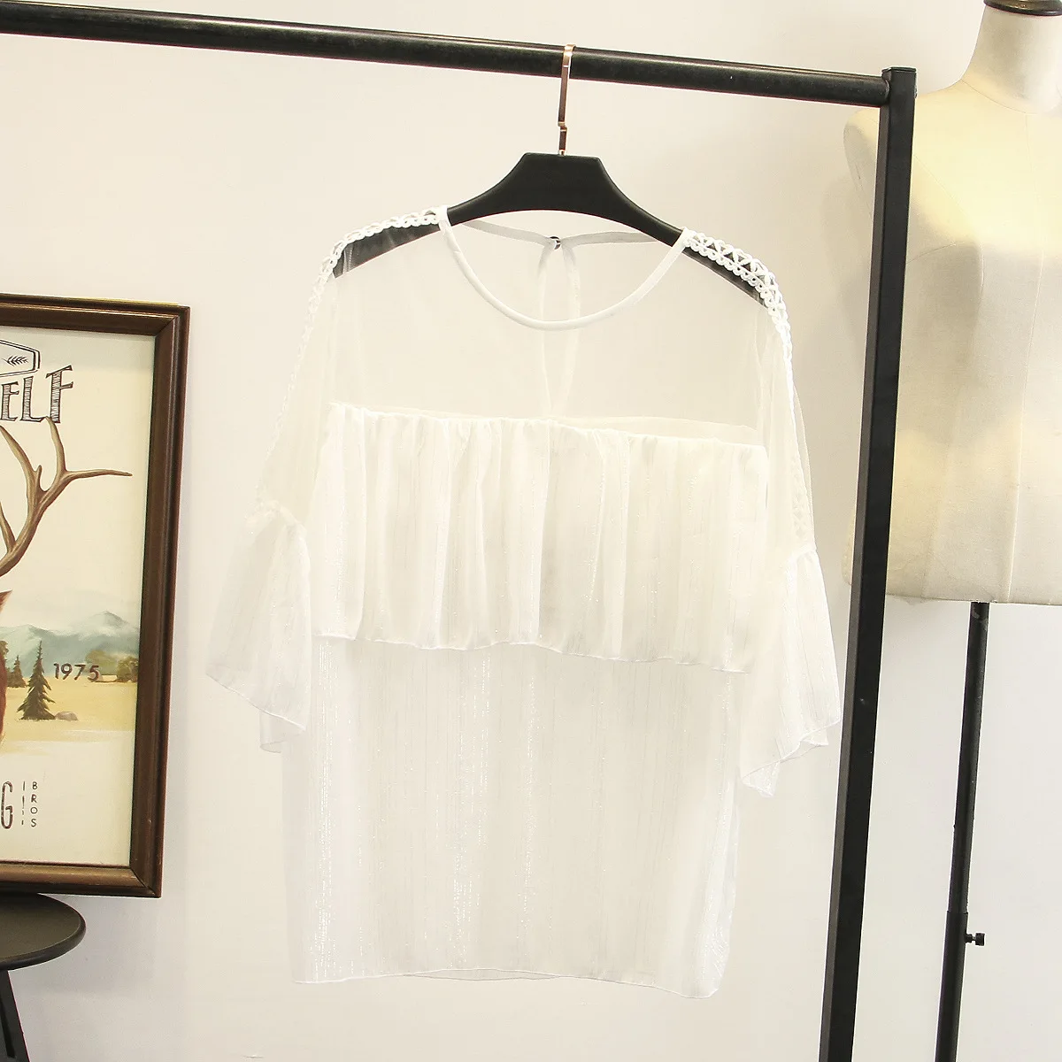 Летняя Милая женская прозрачная блузка топы оверсайз модная Свободная Женская с