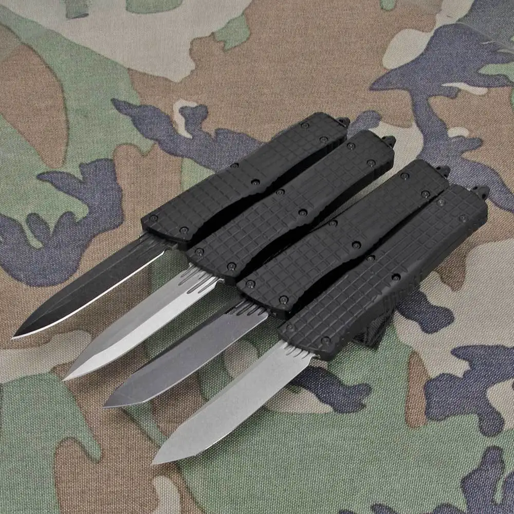 SABADO Multi Knife OTF T/E D/E Edge D2 Blade Black Anodized T6 Aluminum Handle Frag Patterned Pocket Survival Tactical EDC Tool