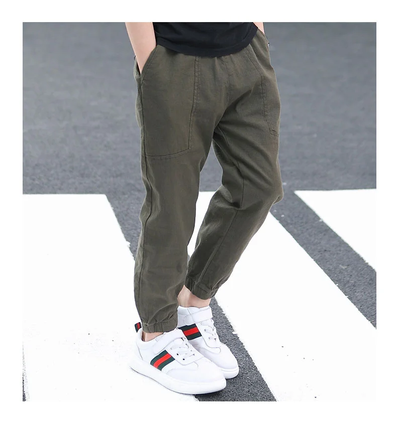Teen Boy's Pants Kids Spring Autumn Solid Cotton Full Trousers Casual Slim Stretch Jogger Sweatpants 6-16 Years