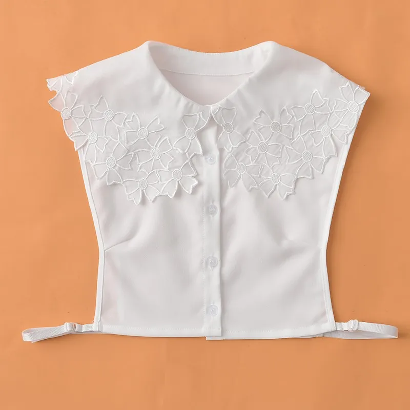 

2021 Flower Lapel Fake Collar for Women Shirt White False Collars Removable Detachable Collar Faux Col Lady Dress Nep Kraagie