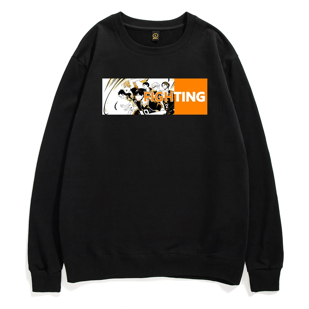 

Japanese Anime Sweatshirts Men Kawaii Volleyball Haikyuu Printed Hoodies Fly High Graphic Pullovers Harajuku Street Sweatshirt