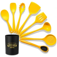 9pcs silicone cooking utensil set non stick spatulas wooden handle kitchenware eco friendly heat resistance kitchen accessories