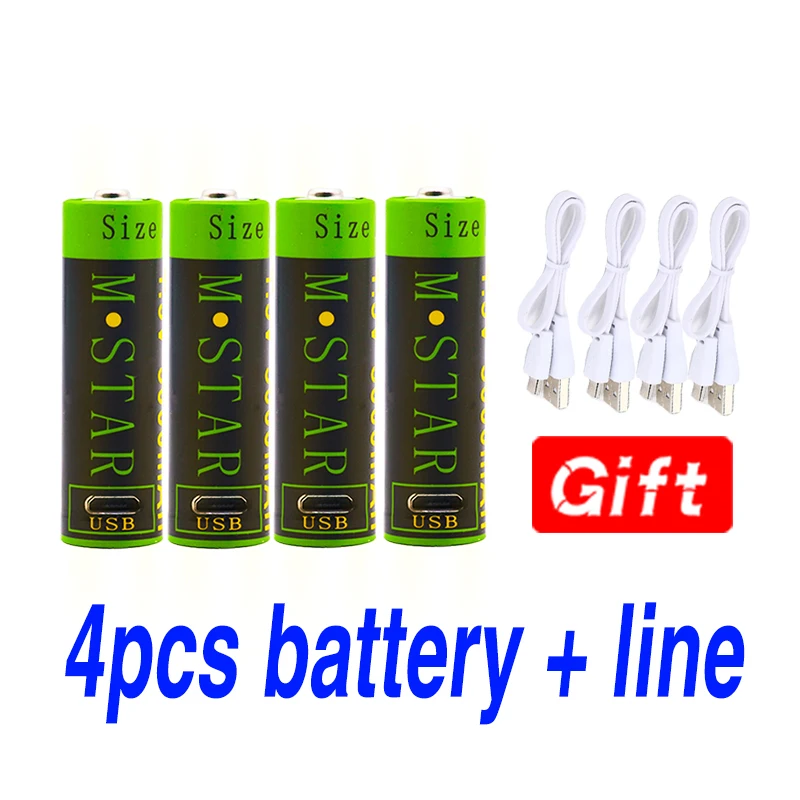 2 шт 1 5 V 3000mAh AA Аккумуляторная батарея литий-ионная полимерная с USB перезаряжаемая