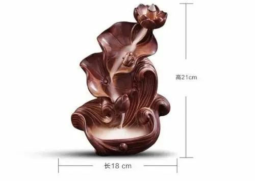 

Ceramic Backflow Incense Holder Burner "Lotus Waterfalls"