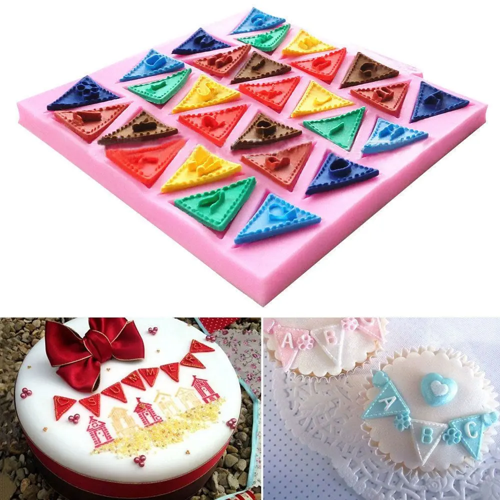 

26 English Letters Silicone Mold Cooking Tools Flag Shape Chocolate Fondant Cake Decorating Cake Sugar Craft Moulds Tools
