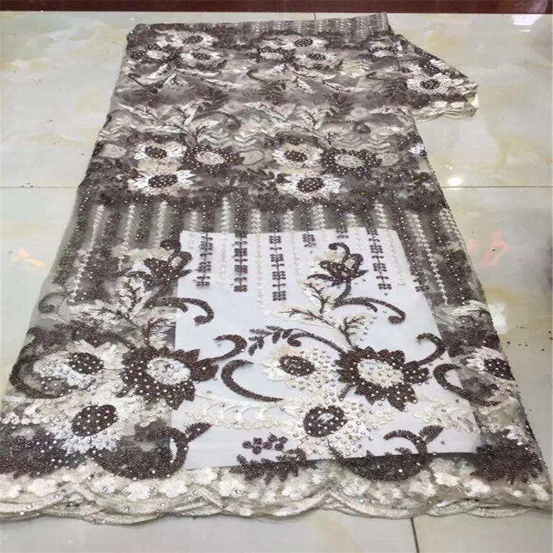 2019 коричневое высококачественное нигерийское Тюлевое кружево ткани зеленые