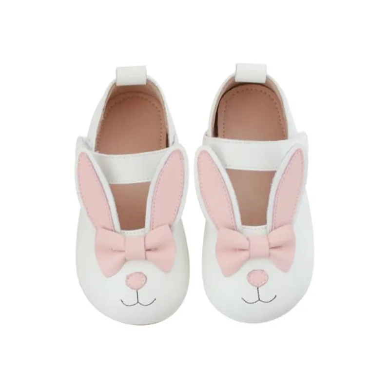 

New Rabbit Children Princess Shoes Baby Girls Flat Leather Sandals Fashion Soft Kids Dance Party Bowknot Shoes