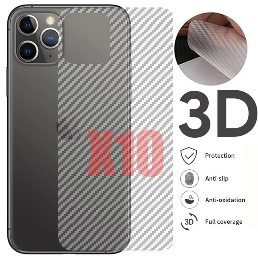 10 шт./лот 3D углеродное волокно Мягкая матовая задняя крышка протектор экрана для