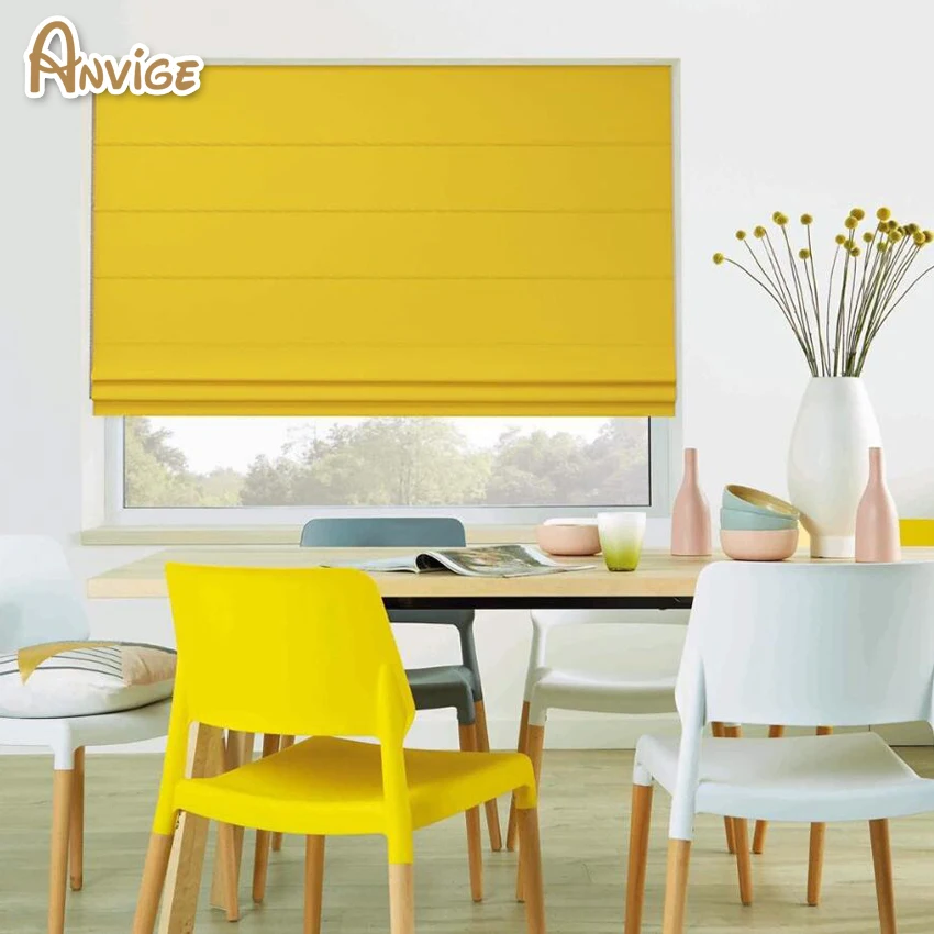 Современные римские жалюзи из хлопка и льна занавески для окон гостиной под