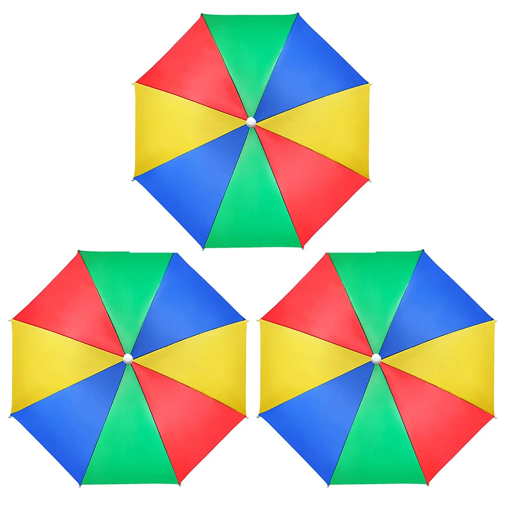 

3PCS Hot Sale Umbrella Hat Useful Outdoor Foldable Sun Umbrella Hat Golf Fishing Camping Headwear Cap Head Hat Anti-Sunshine