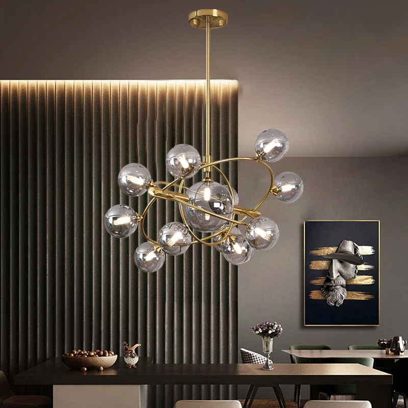 Современная глобальная стеклянная люстра светильник в скандинавском стиле