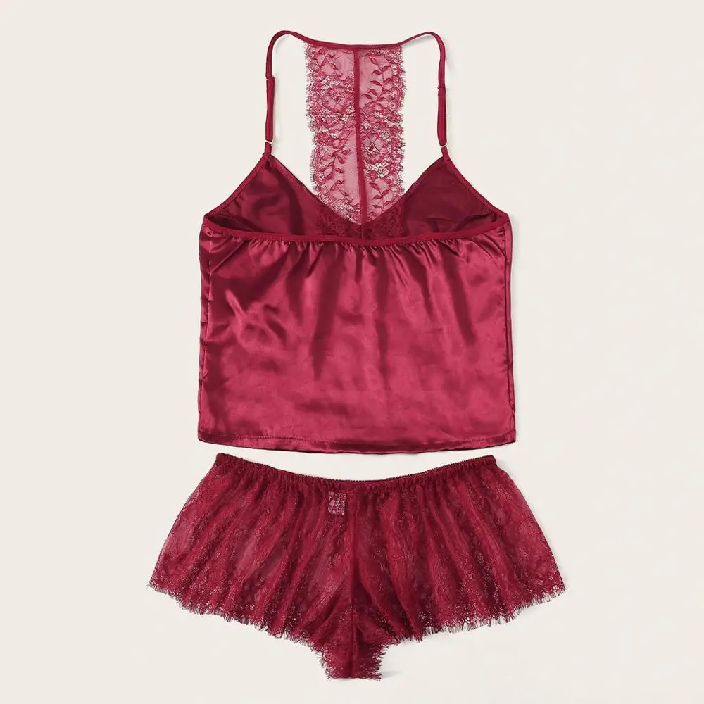 2019 женское сексуальное кружевное шелковое атласное белье ночное милый