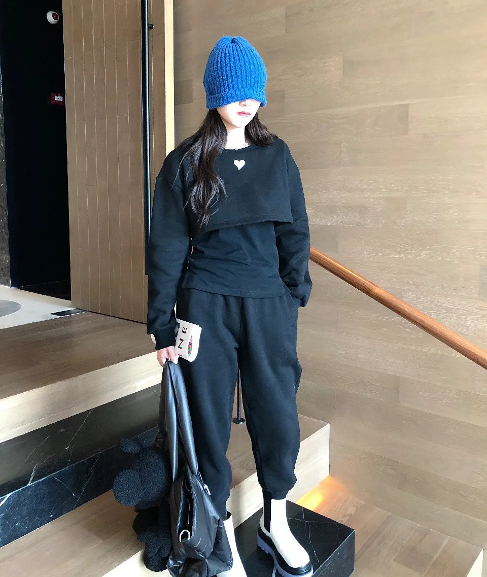 

Fleece Woman Suit Fake Two-piece Jacket Casual Trousers Sports Suit Two Piece Set Plus Size Women