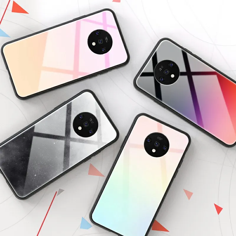 Чехол из закаленного стекла для телефона для Oneplus 7T Pro 7 Pro 6 6T 5 5T роскошный цветной градиентный чехол