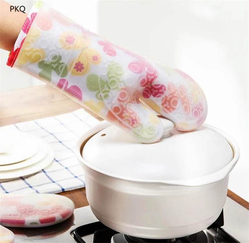 1 шт. термостойкие силиконовые перчатки для кухни Прихватки духовки толстые