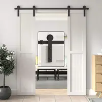 GEDDEN 4-16FT Sliding Barn Door Hardware I-Shaped Double Door Track Pulley System Top Mounted Roller Rail