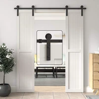 gedden 4 16ft sliding barn door hardware i shaped double door track pulley system top mounted roller rail
