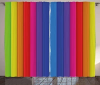 abstract curtains rainbow style vertical bands tiles stripes in vivid tones colorful design window drapes for living room