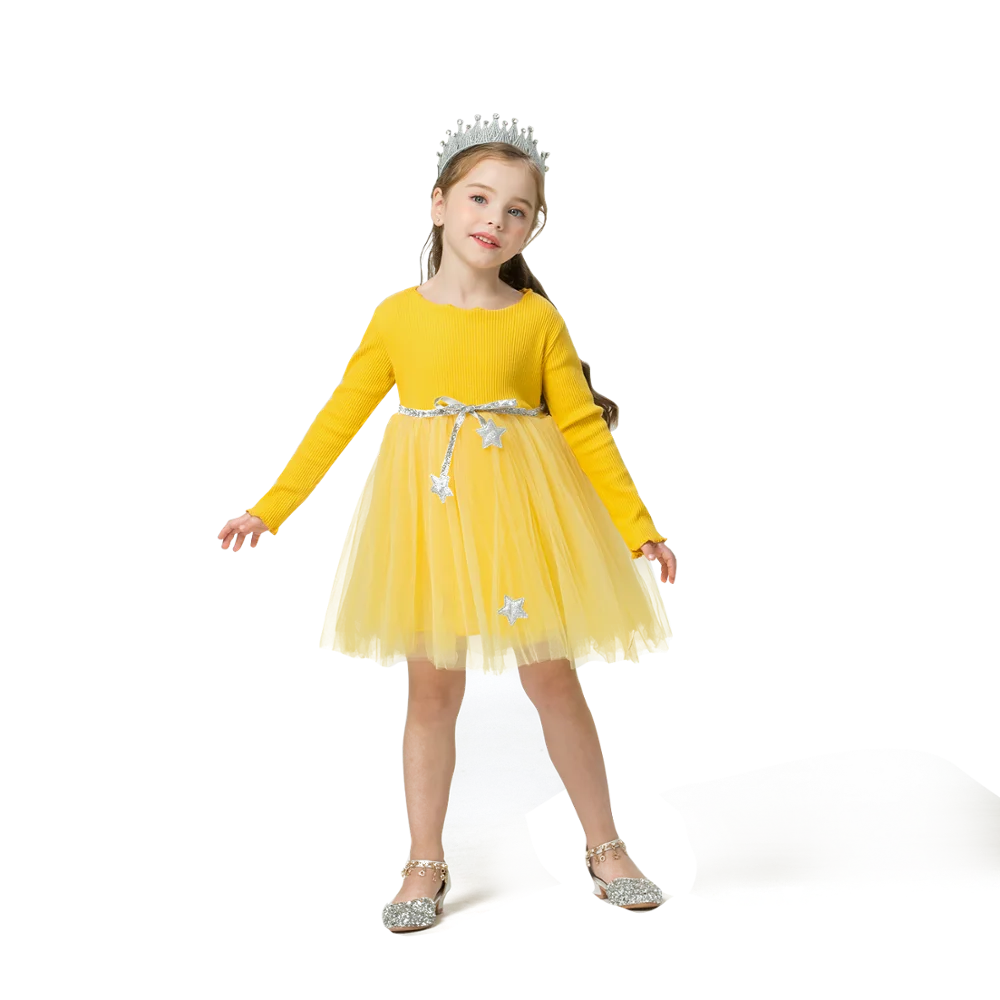 Зима 2019 платье с длинным рукавом для девочек Симпатичные платья принцессы