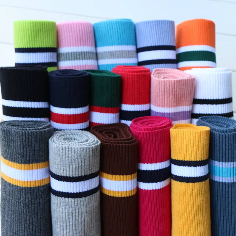 

Cotton Spandex Stretch Knit Cuff Waistband Leg Arms Rib Trim Jersey Baseball Ribbed Fabric