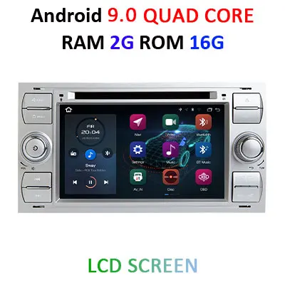 4G+ 64G Автомобильный dvd-плеер Android 9,0 2 din в тире для Ford Transit Focus подключение S-MAX C-MAX Kuga Mondeo Автомобильный Радио gps Мультимедиа - Цвет: 2G 16G LCD S