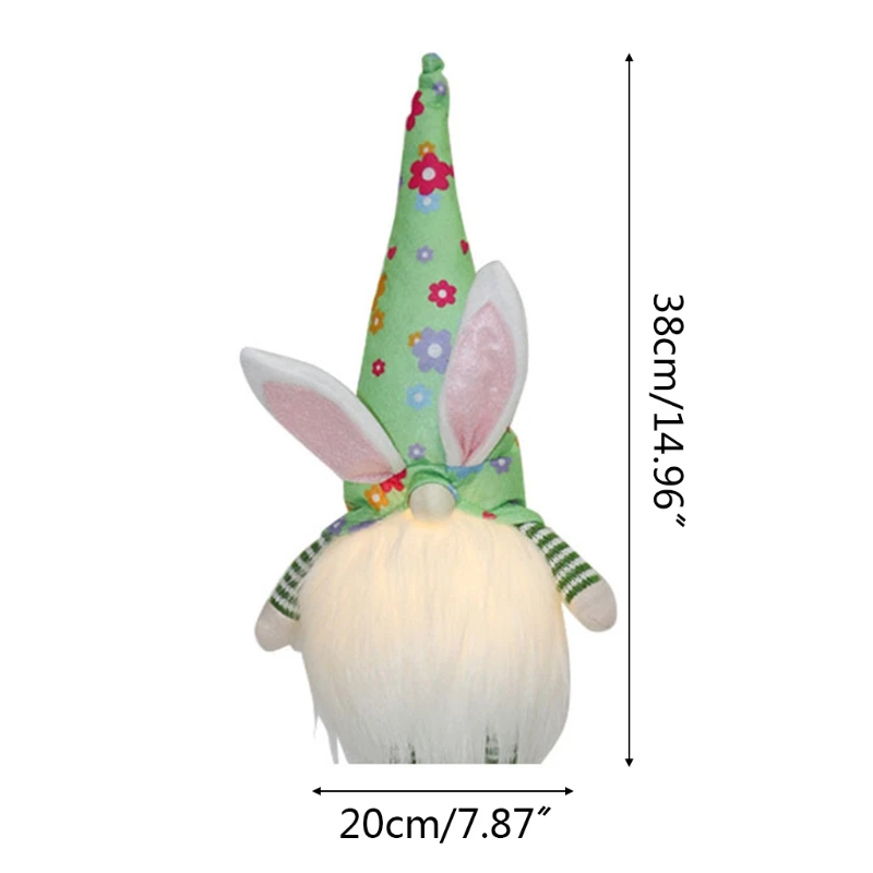 

Easter Bunny Gnome with LED Light Handmade Swedish Tomte Rabbit Plush Toys Doll 69HF