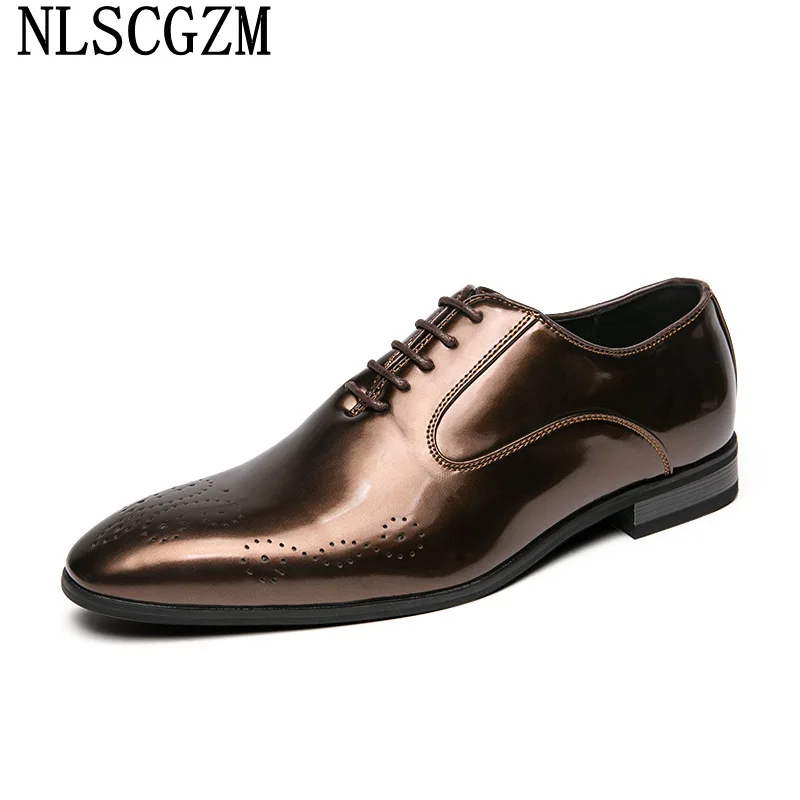 

Patent Leather Formal Shoes Men Coiffeur Wedding Dress Brogue Shoes Men Office 2023 Italian Men Dress Shoes Leather Business