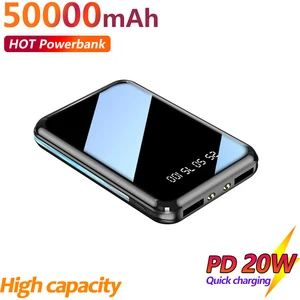 mini 50000mah power bank charging portable charger external battery pack outdoor travel for samsung xiaomi iphone free global shipping
