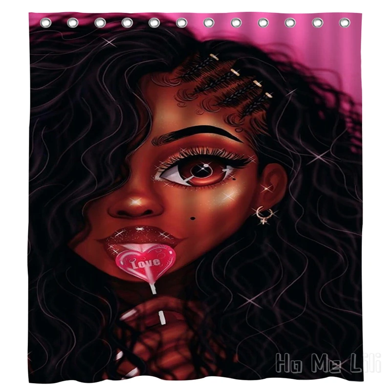 

Black Girls Bathroom Partition Curtain Home Accessories