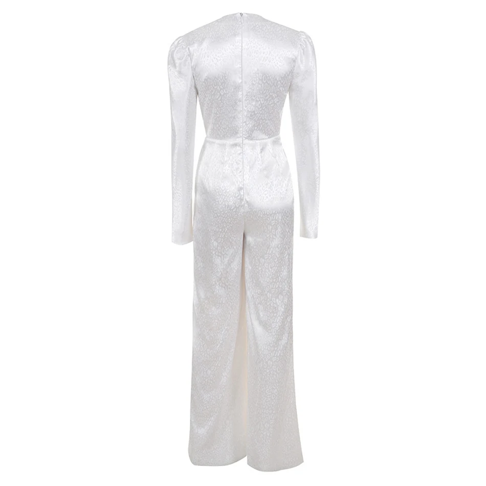 Шикарный слитный комбинезон макси с V-образным вырезом и длинным рукавом