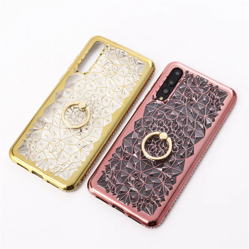 Luxury Phone Case for HUAWE P20 30 40 Pro Mate 20 Honor 10 Diamond Sun Flower Back Cover Ring Stand Finger Holder | Мобильные