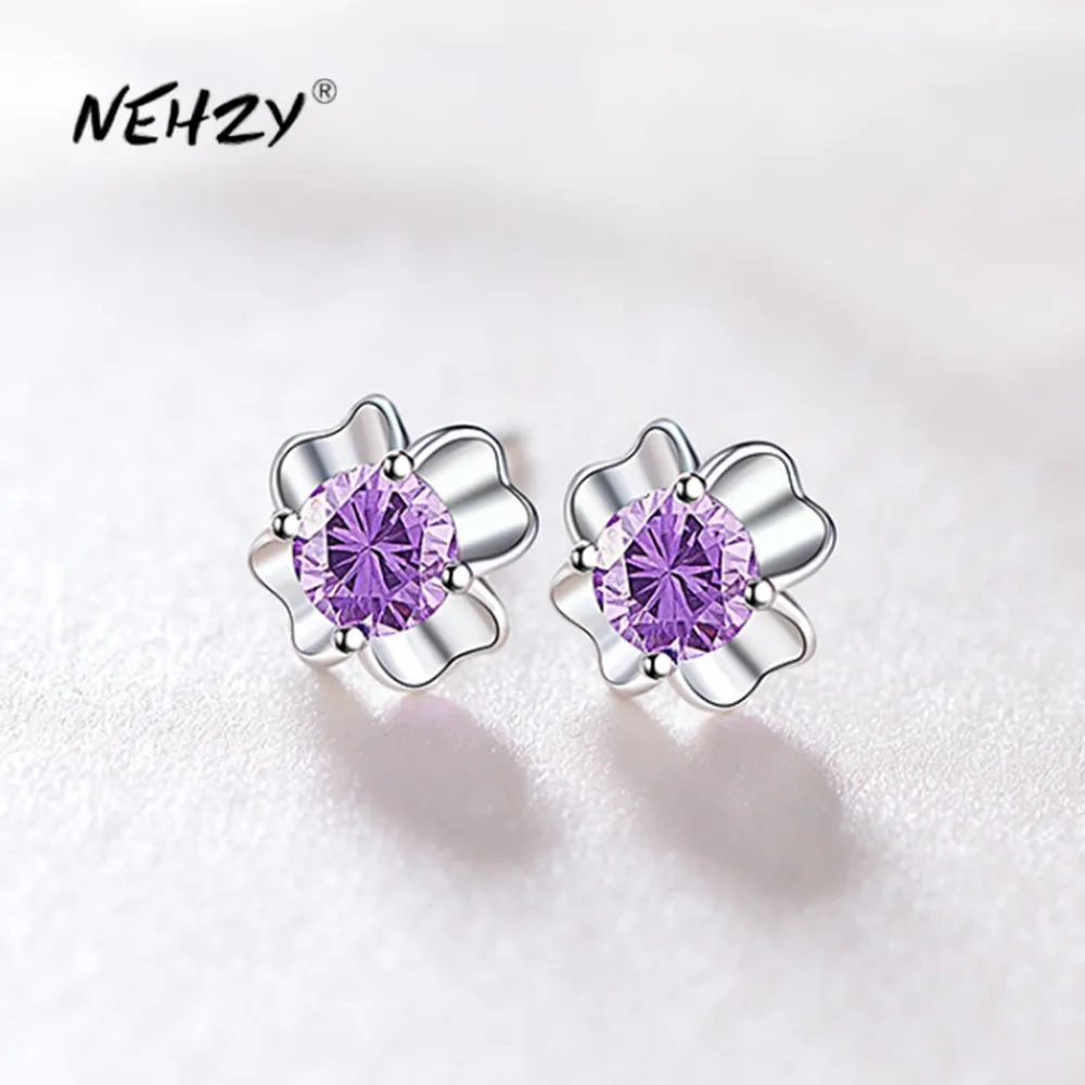 Женские серьги из серебра 925 пробы с фианитами|Серьги-гвоздики| |