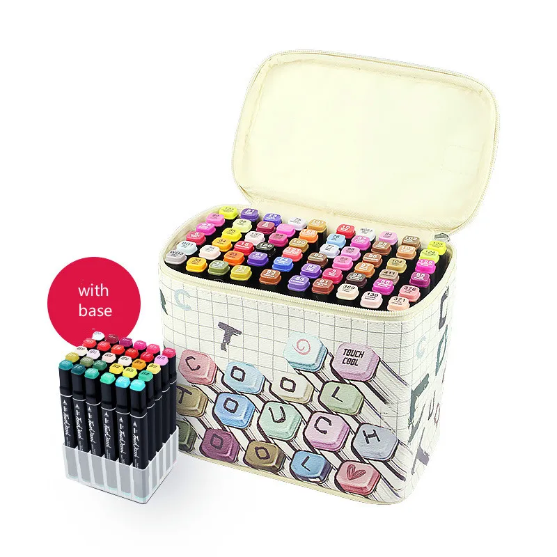 

30-262 color Marker storage bag Stationery case in leather bag, pencil case in shoulder strap and stationery box in base